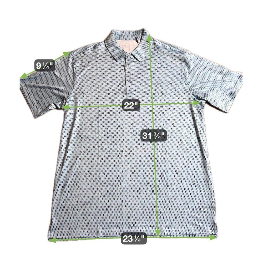 Antigua Men’s Large Stretch Golf Polo Robin’s Egg Blue With Geometric Print New - Picture 6 of 6